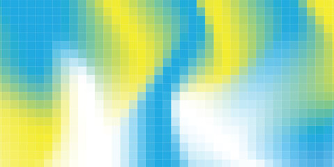 Fototapeta premium Abstract pixel backdrop gradient pattern with mosaic squares. Blue and green blocks, geometric tiles, cells form digital grid. background design