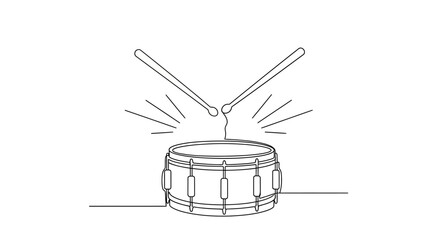 Minimalist Drum and Drumsticks Line Art Illustration - Music Beat Concept © Iwak