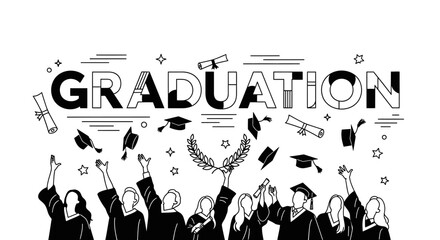 Obraz premium Group of graduates celebrating with mortarboards and diplomas