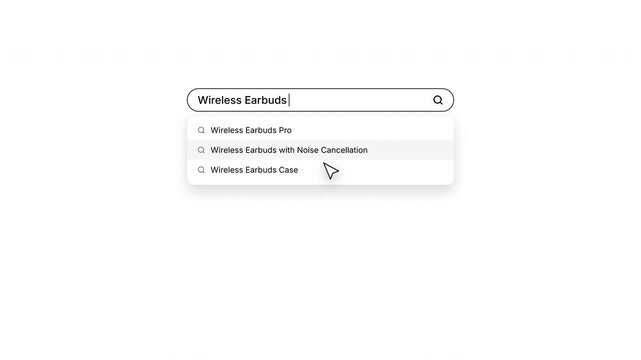 Search Autocomplete Dropdown Menu Animation on White Background