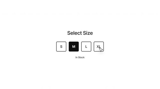 Size Selector UI Animation for E-commerce