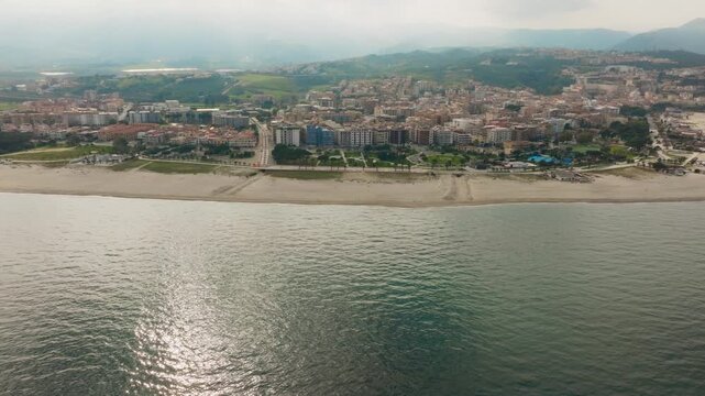 Seascape of the city of Soverato in Calabria, a popular tourist destination
