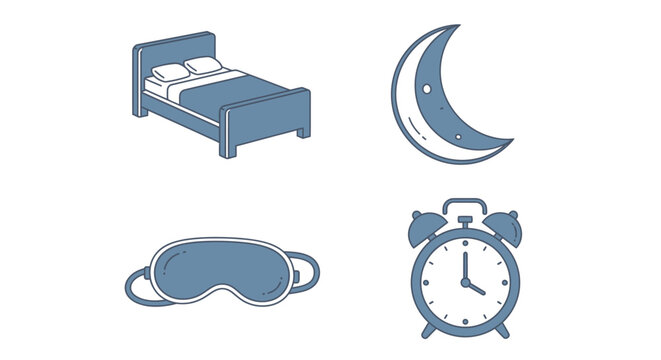 Sleep and rest icons set.