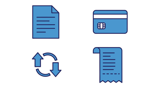 Online payment and document icons.
