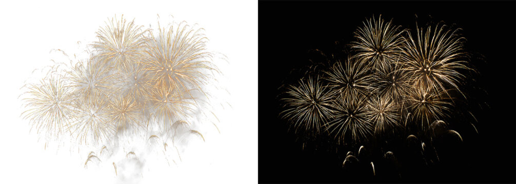 festive golden fireworks bloom texture with shimmering glowing particles on black luxury background for premium celebration wallpaper