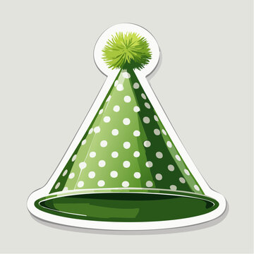 Green Polka Dot Party Hat with Pom Pom