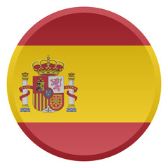 Obraz premium Spain Flag Round Disc and 3D Transparent Glossy Button Icon