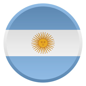 Argentina Flag Transparent Round Button and 3D Glossy Disc Icon