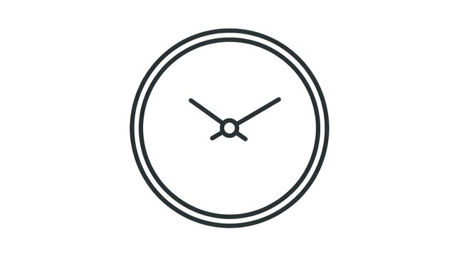 Simple Black Outline Analog Clock Face at Twelve OClock.