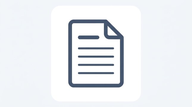 Simple Line Icon of Folded Document Page with Text Lines.