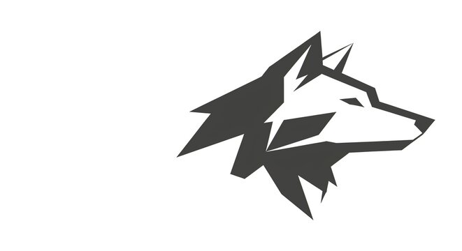 Geometric wolf head in black and white with sharp lines and modern design elements combined