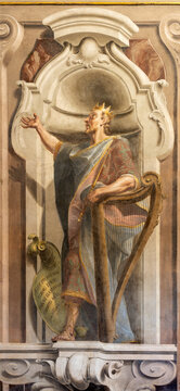 CREMA, ITALY - MARCH 20, 2026: The fresco of king David in the church Santuario di Santa Maria della Croce by  Aurelio Gatti (1585).