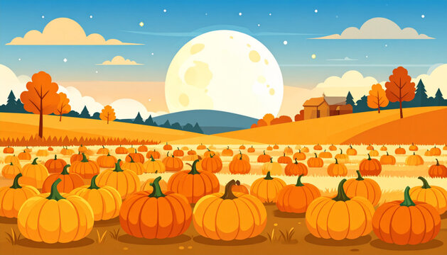 Harvest Moon Pumpkin Patch Vector