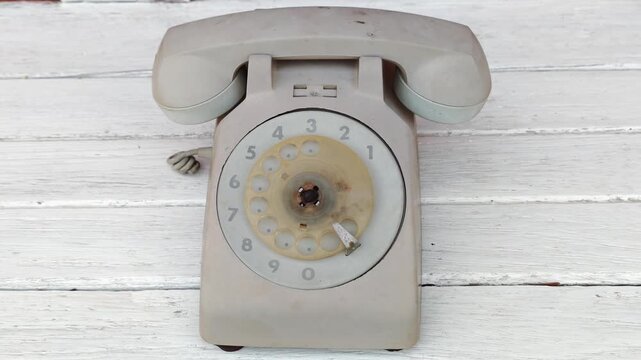 Retro telephone header with rotary dial and cord, vintage, communication, technology, nostalgia, antique