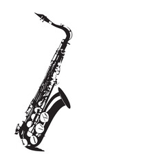 Obraz premium Black saxophone Silhouette Vector, High Quality Illustration on White Background