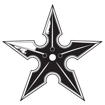 Black shurikenjutsu japan throwing stars ninja Silhouette Vector, High Quality Illustration on White Background