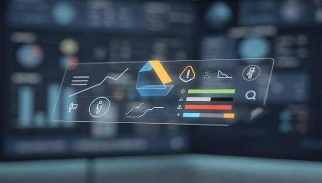 Medium shot of a digital alert panel featuring warnings for configuration deviations set against an outoffocus fleet monitoring dashboard.
