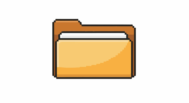 A pixelated illustration of a manila folder with a white paper insert