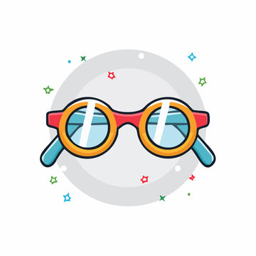Cartoon Round Glasses with Red and Blue Frame