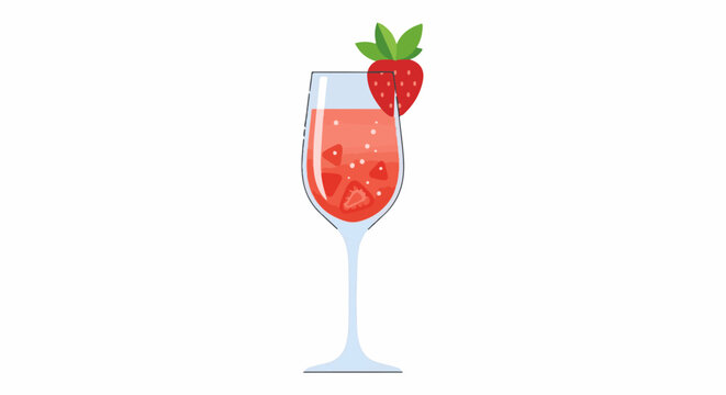 A refreshing strawberry cocktail in a champagne flute with garnish