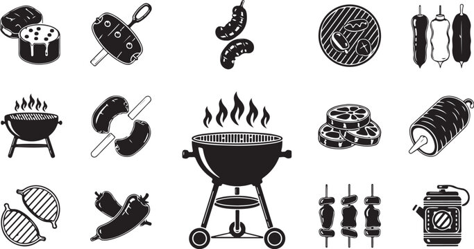 Barbecue grill and food icons vector illustration barbecue