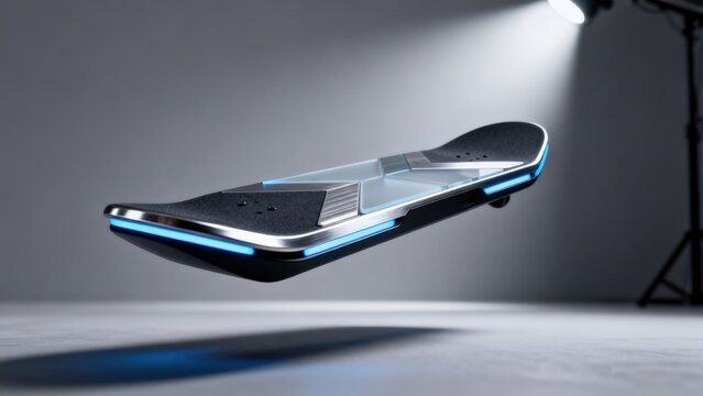 Hoverboard with blue lights in studio