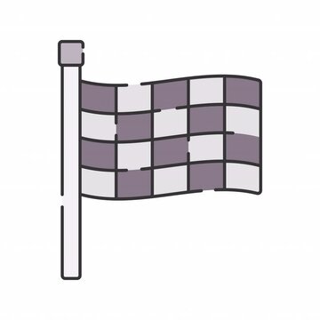 Checkered Flag Flat design style icon animation with minimal, smooth transitions, and simple. No background. Alpha Channel