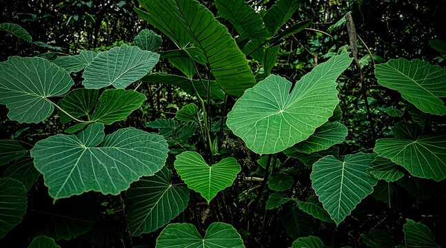 Lush green foliage in a tropical forest