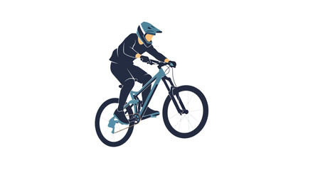 Downhill mountain biker jumping on white background © Anisah