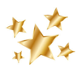 Obraz premium Golden twinkling stars, decorative icon on a white background. Vector illustration