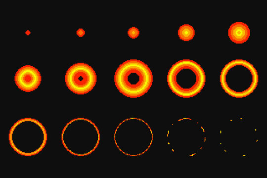 Pixel Art Explosion Frames Sequence Set