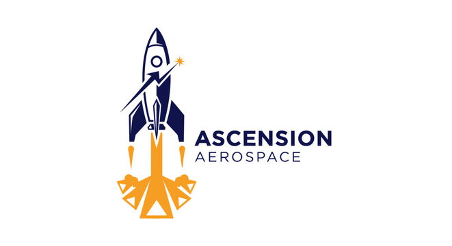 Ascension Aerospace Logo: Rocket Launching into Space with Star