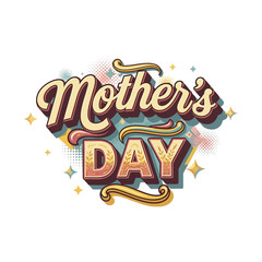 Fototapeta premium Mother's Day Retro Typography with Sparkles and Halftone Pattern