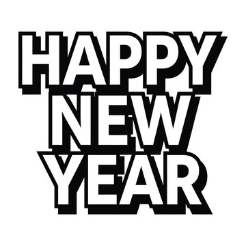 Happy New Year text on white background