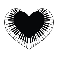 Naklejka premium Heart shaped piano keys music symbol