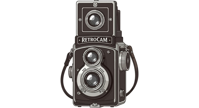 Vintage Twin Lens Reflex Camera RetroCam isolated on white background