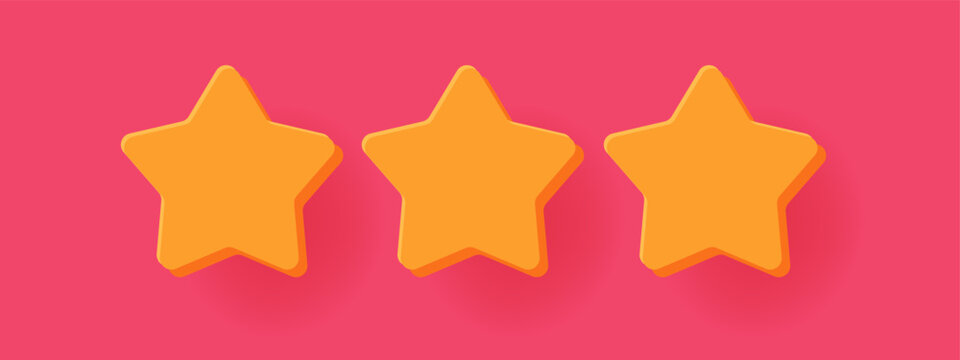 Stars for rating review quality service icons vector modern cartoon 3d isolated illustration clip art, best award assessment sign symbol cut out 

