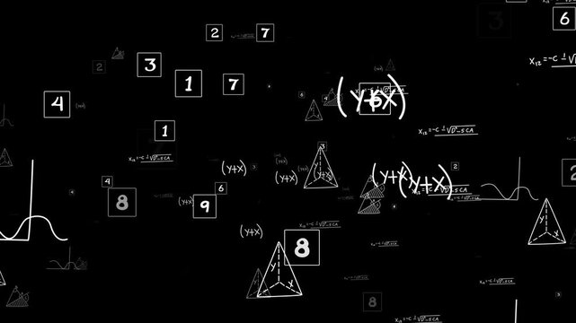 Scientific Mathematical animation on black Background.