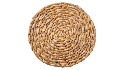 Obraz premium Isolated decorative round woven mat with spiral pattern for home decor or dining.