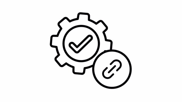Gear with check mark and linked line animated icon 
