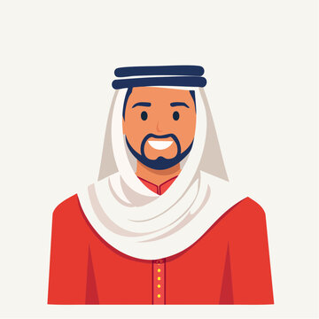 Illustration of a smiling Arab man in traditional clothing