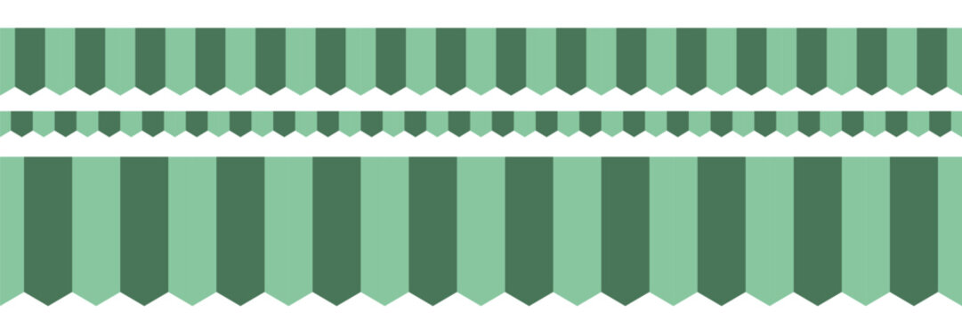 Awning green line pattern. Sunhade shop tent. Striped market roof. Vector