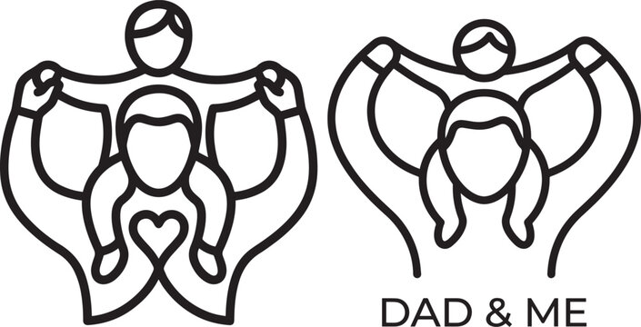 Dad and Me Line Art