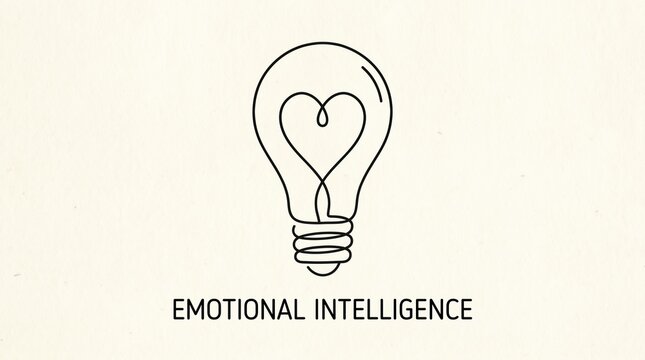 Emotional intelligence concept with heart inside a lightbulb
