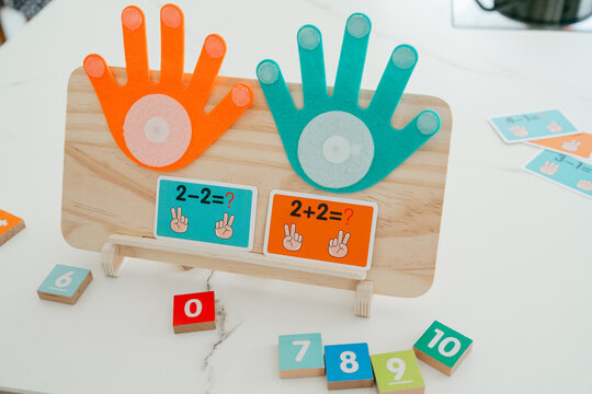 Math board with colorful counters