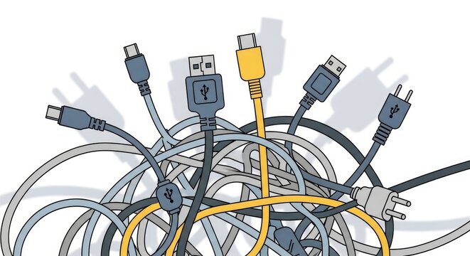 Tangled Cables - A Messy Collection of Wires.