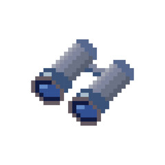 Obraz premium Vector binoculars illustration in retro 8-bit style for travel and scouting designs