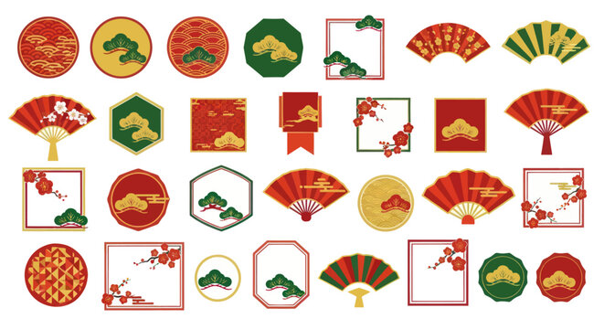 Traditional Japanese decorative elements collection