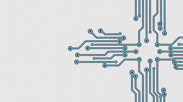 Abstract blue circuit board background with arrows featuring a vector illustration of steel metal tools like a nut and bolt for computer technology equipment design