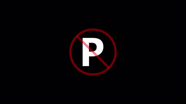  NO parking icon Traffic safety animation in 4k animation with alpha channel with  Red circle Loop able motion graphic of no parking sign in transparent background no parking icon animation 